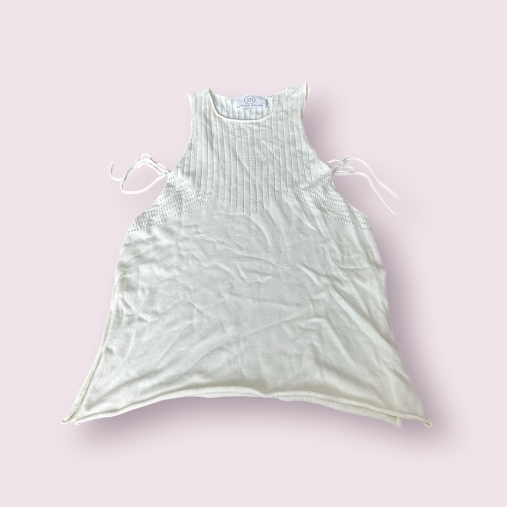 Women’s Sloane Rouge White Knit Open Side Tank Top Size Medium